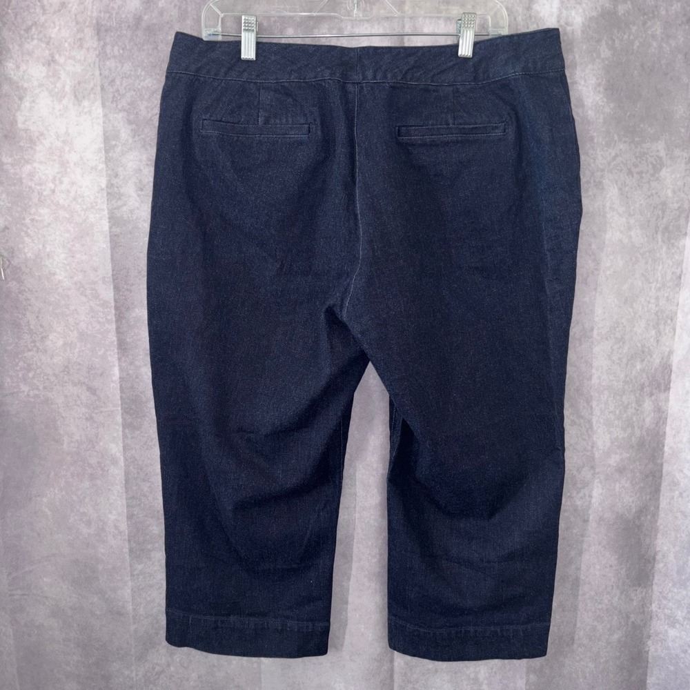 Lauren Ralph Lauren Women 16W Capri Jeans Dark Blue Gold Button Zip Preppy - Picture 7 of 7